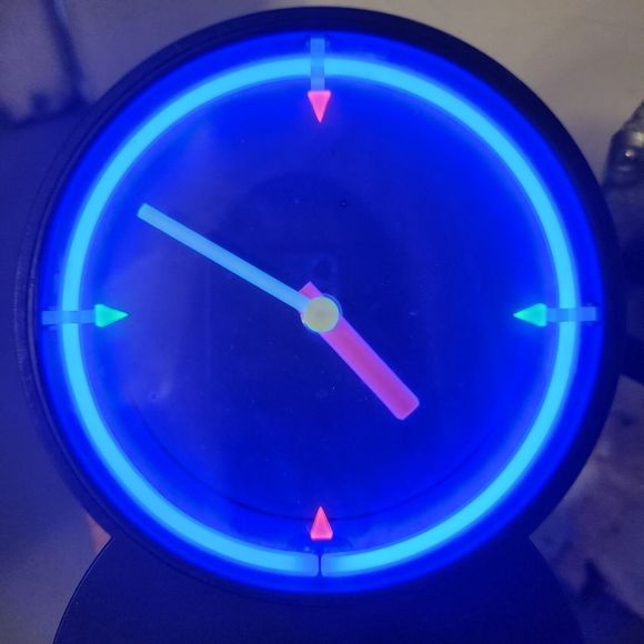 Vintage Radio Shack Black Neon Desk clock works Memphis Style Retro 80's 90's